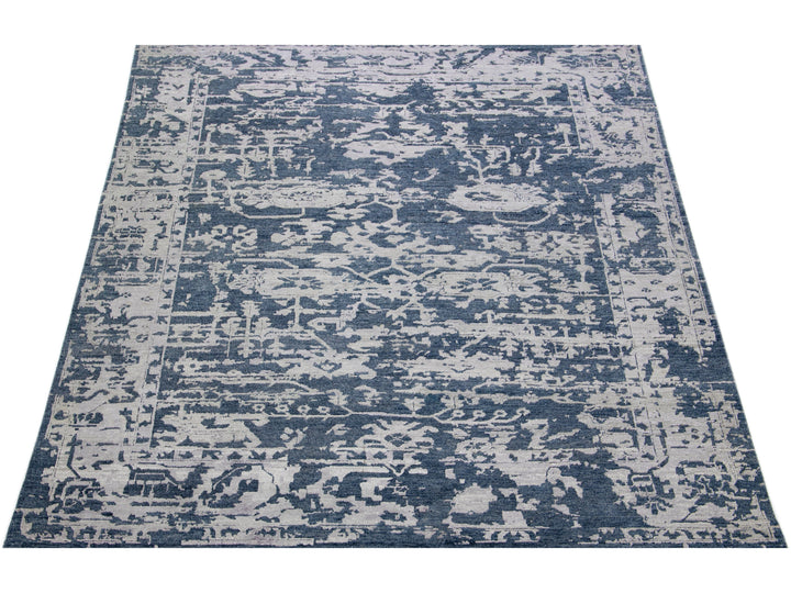 Modern Indian Wool & Silk Rug 8 X 10