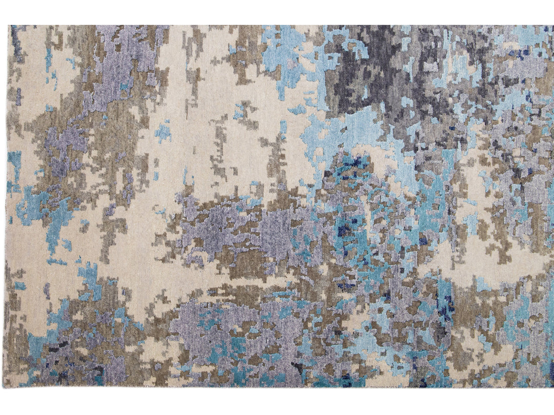 Modern Abstract Wool & Silk Rug 8 X 10