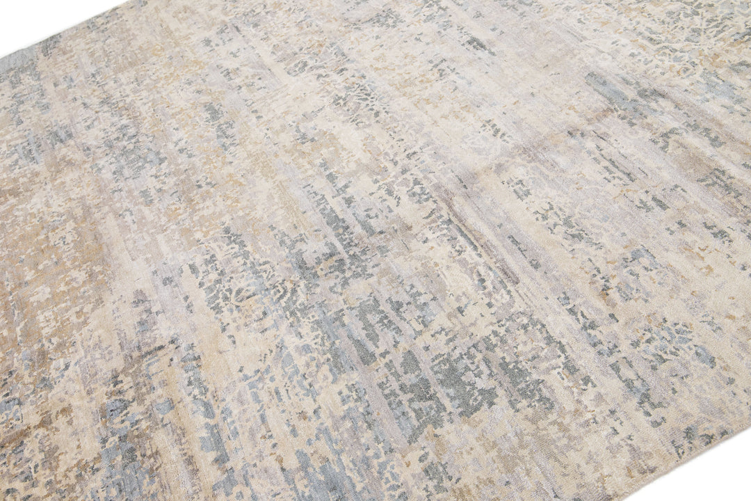 Modern Indian Wool & Silk Rug 8 X 10