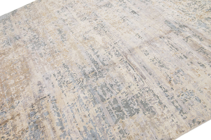 Modern Indian Wool & Silk Rug 8 X 10