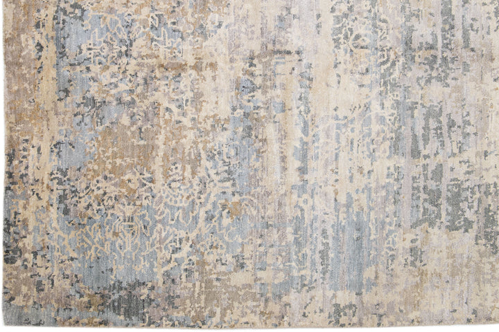 Modern Indian Wool & Silk Rug 8 X 10