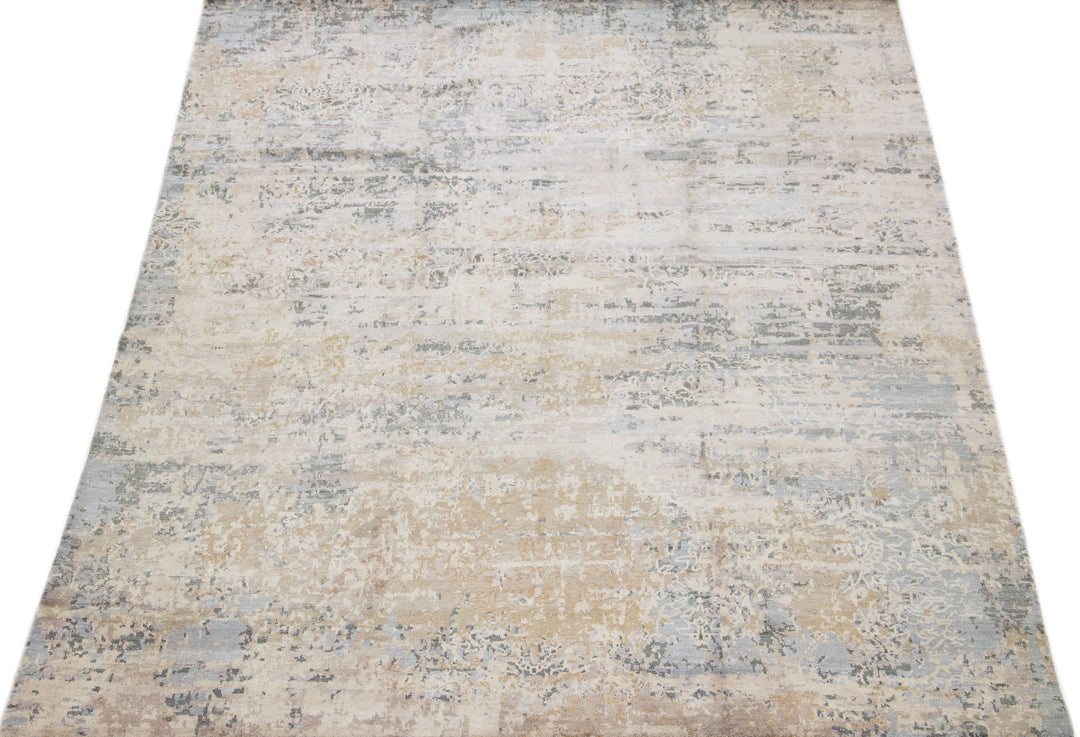 Modern Indian Wool & Silk Rug 8 X 10