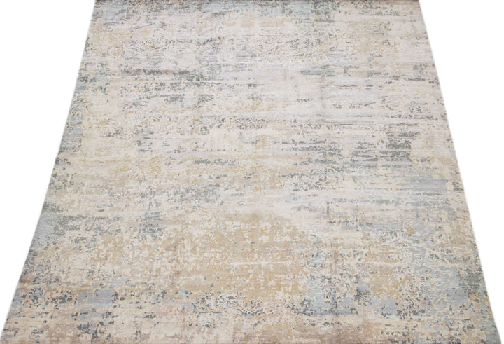 Modern Indian Wool & Silk Rug 8 X 10