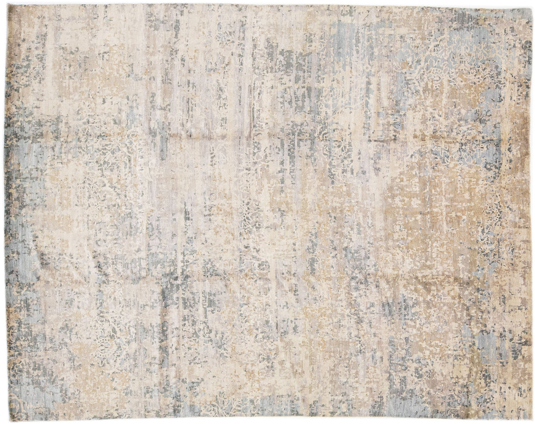 Modern Indian Wool & Silk Rug 8 X 10