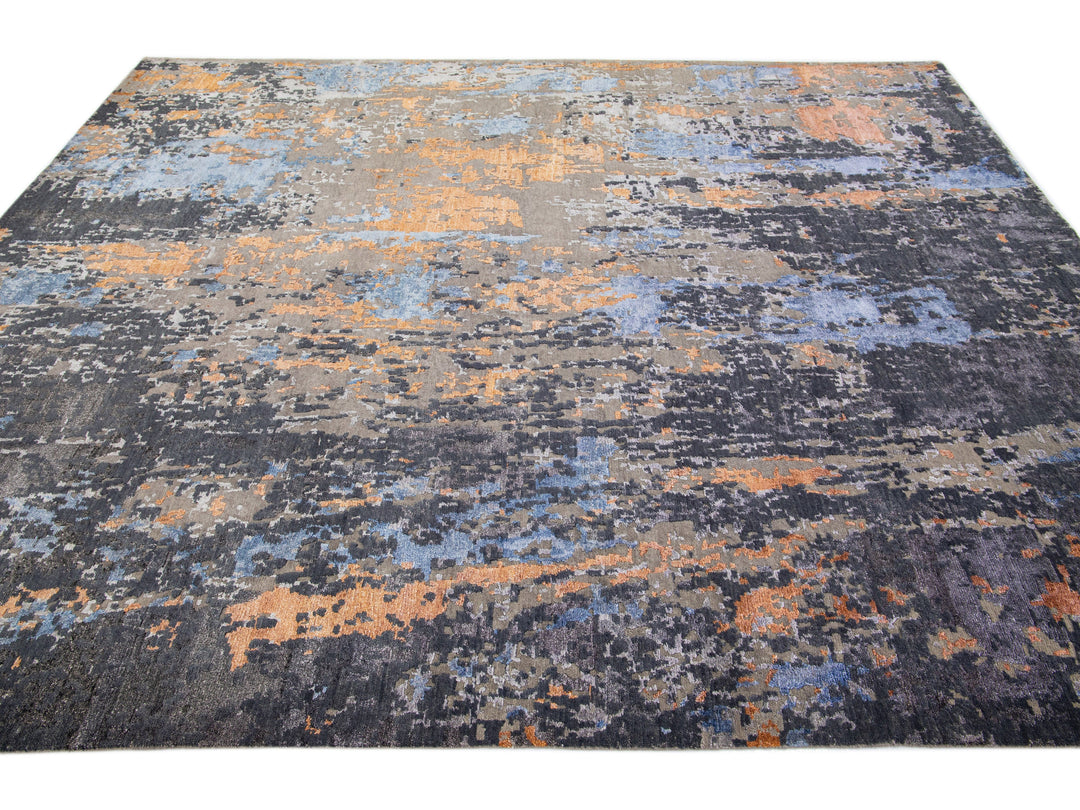 Modern Indian Wool & Silk Rug 8 X 10