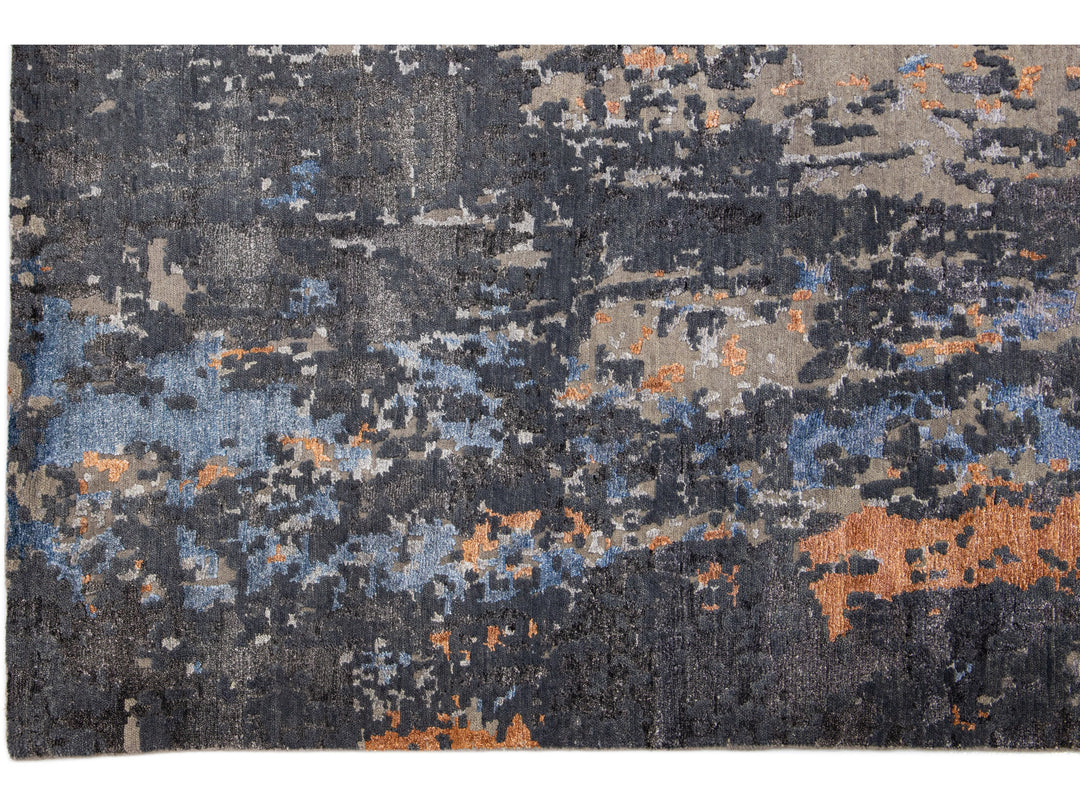 Modern Indian Wool & Silk Rug 8 X 10