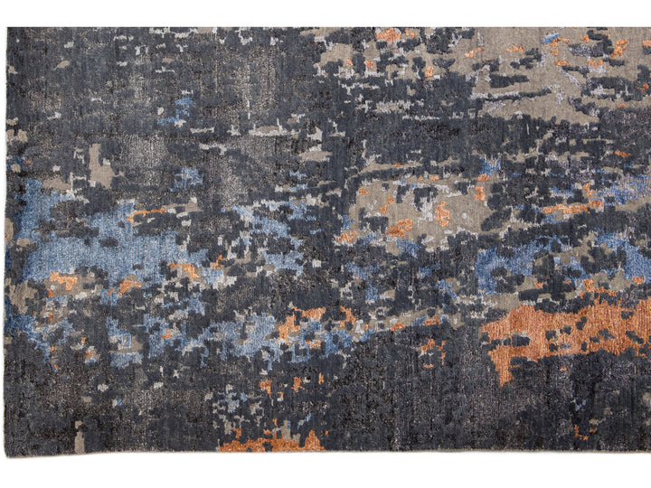 Modern Indian Wool & Silk Rug 8 X 10