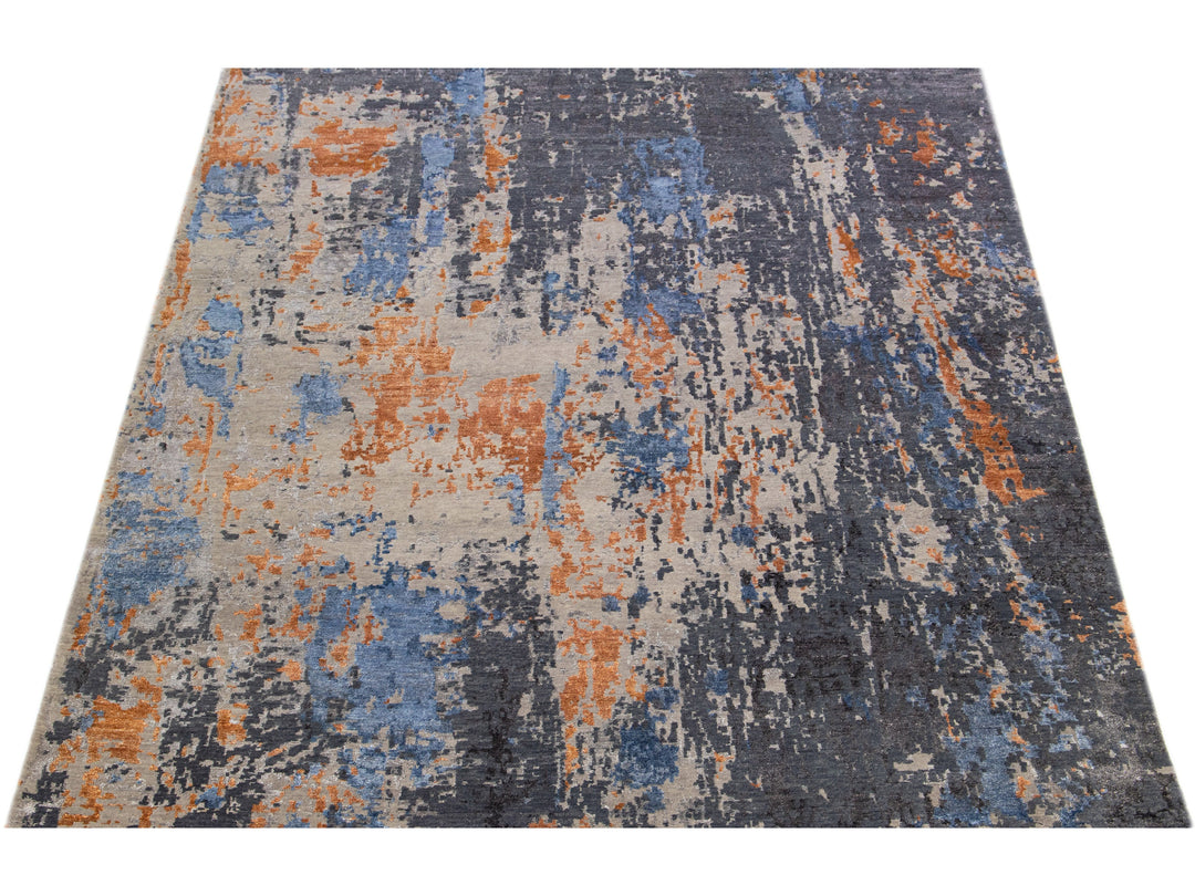 Modern Indian Wool & Silk Rug 8 X 10