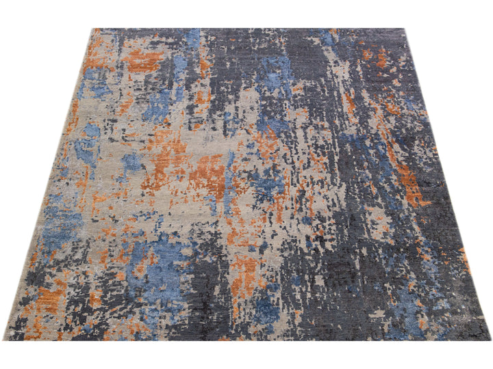 Modern Indian Wool & Silk Rug 8 X 10