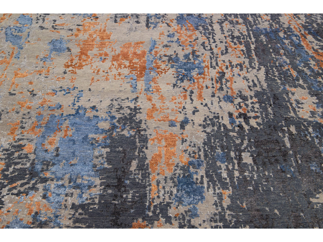 Modern Indian Wool & Silk Rug 8 X 10