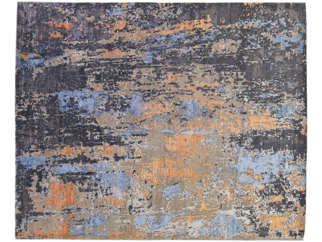 Modern Indian Wool & Silk Rug 8 X 10