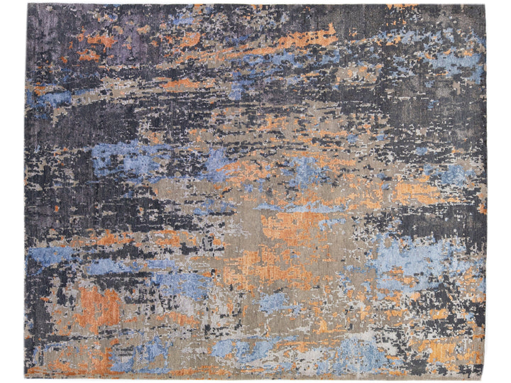 Modern Indian Wool & Silk Rug 8 X 10