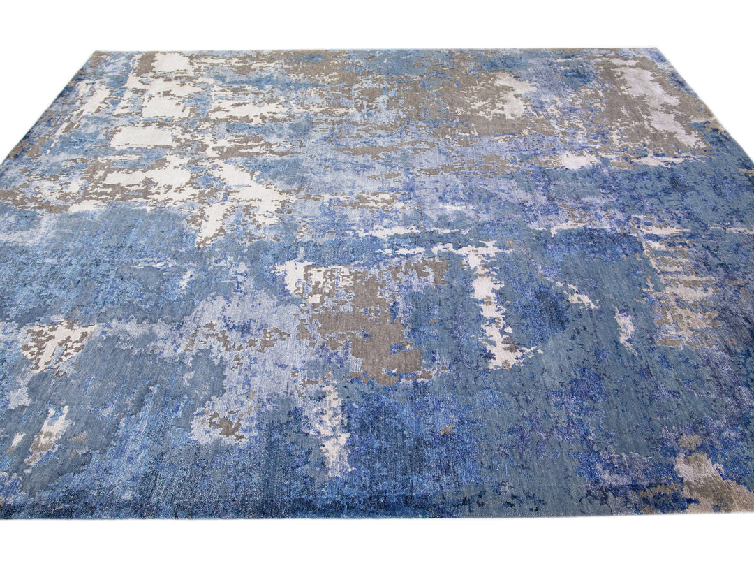 Modern Abstract Wool & Silk Rug 8 X 10
