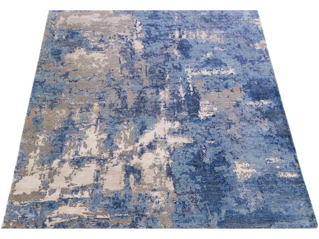 Modern Abstract Wool & Silk Rug 8 X 10