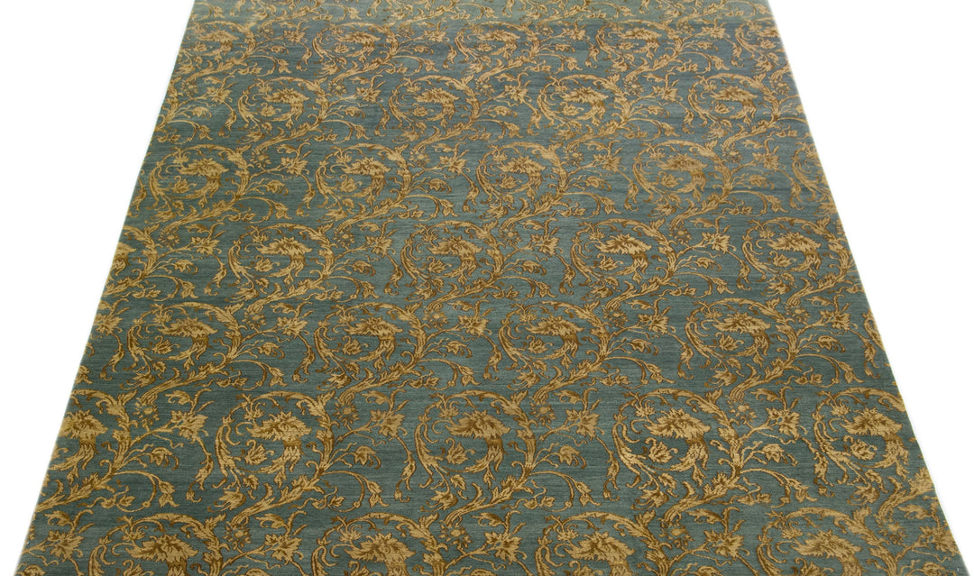 Modern Tibetan Wool & Silk Rug 9 X 12