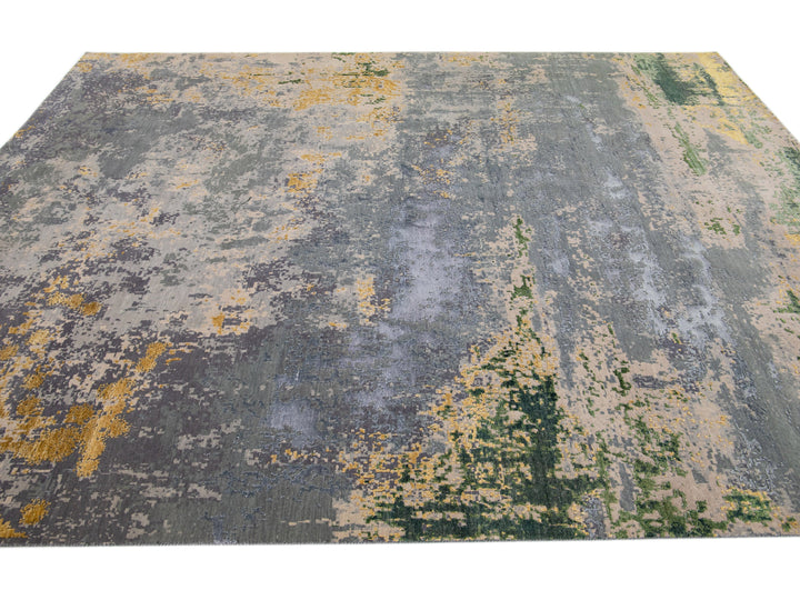 Modern Abstract Wool & Silk Rug 8 X 10