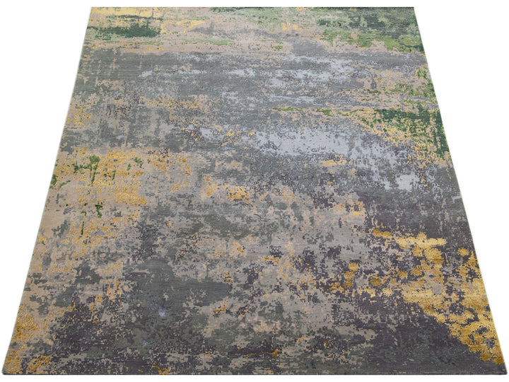 Modern Abstract Wool & Silk Rug 8 X 10