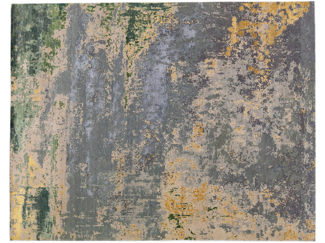 Modern Abstract Wool & Silk Rug 8 X 10