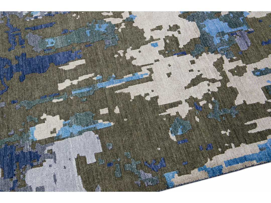 Modern Abstract Wool Rug 8 X 10