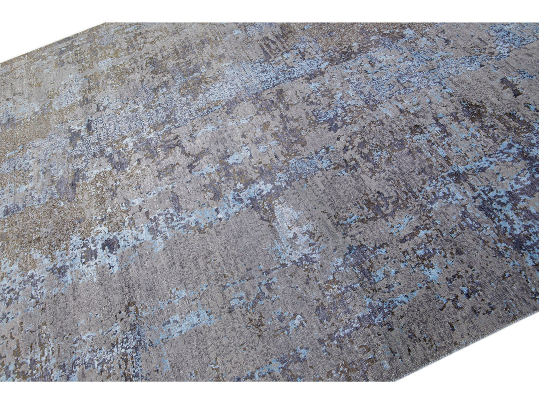 Modern Indian Wool & Silk Rug 8 X 10