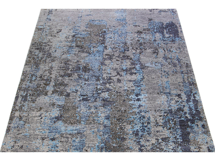 Modern Indian Wool & Silk Rug 8 X 10