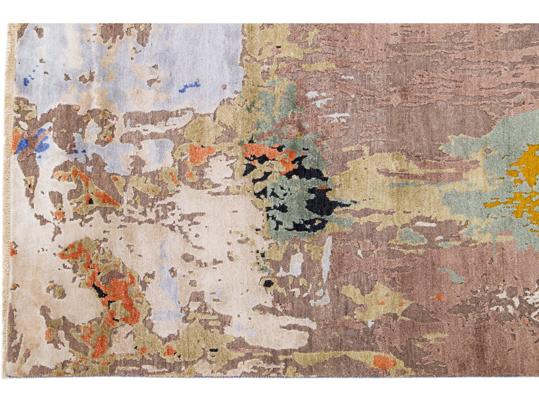 Modern Indian Wool & Silk Rug 8 X 10