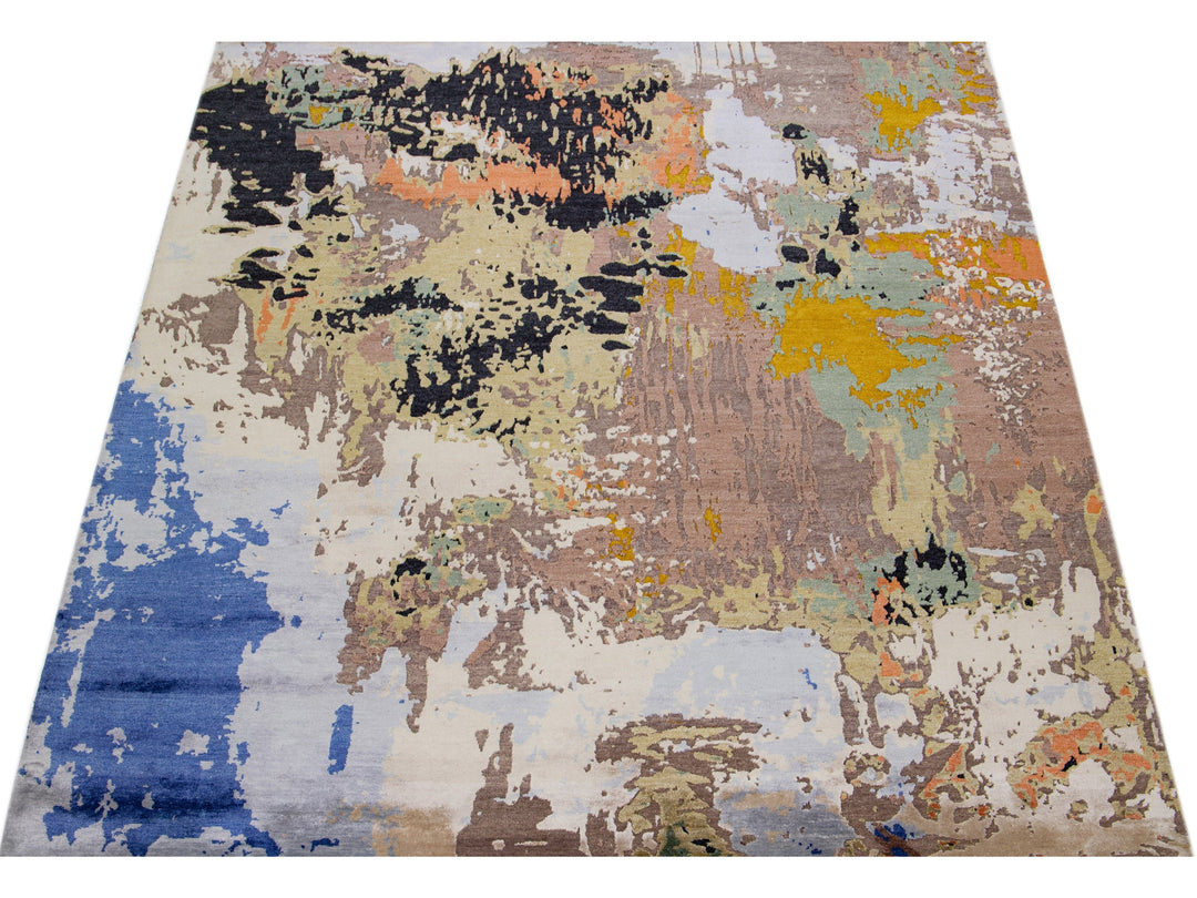 Modern Indian Wool & Silk Rug 8 X 10