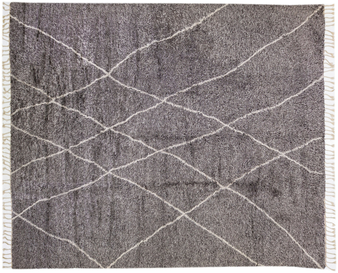 Modern Moroccan Wool Rug 12 X 15