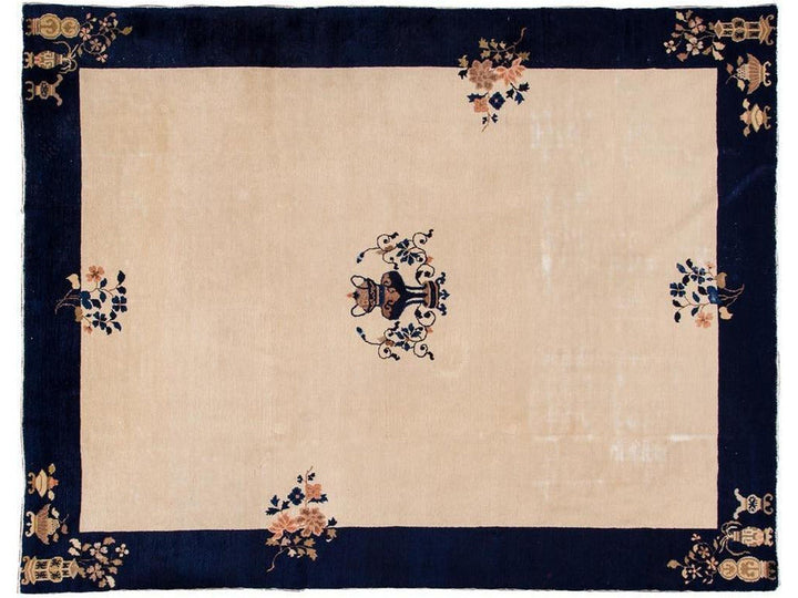 Antique Beige Peking Chinese Wool Rug  9 X 12