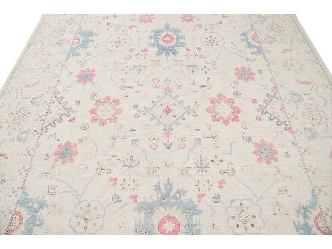 Modern Afghan Khotan Wool Rug 9 X 13