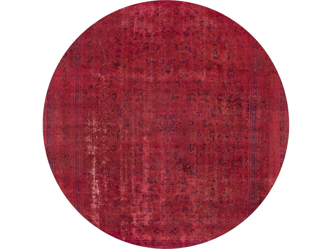 Vintage Pink Distressed Overdyed Rug 10 X 13