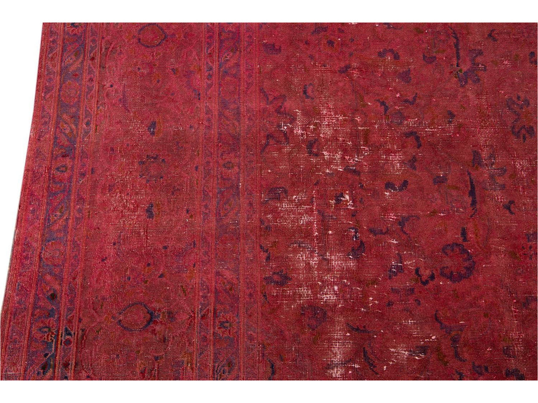 Vintage Pink Distressed Overdyed Rug 10 X 13