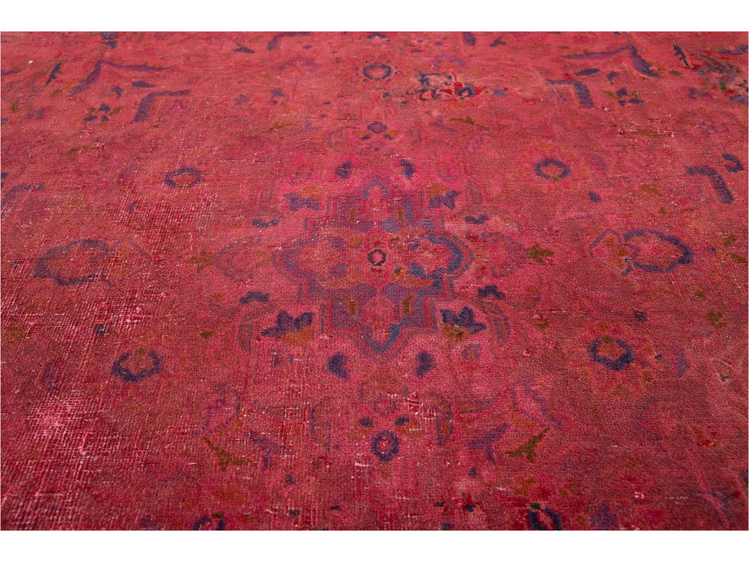 Vintage Pink Distressed Overdyed Rug 10 X 13