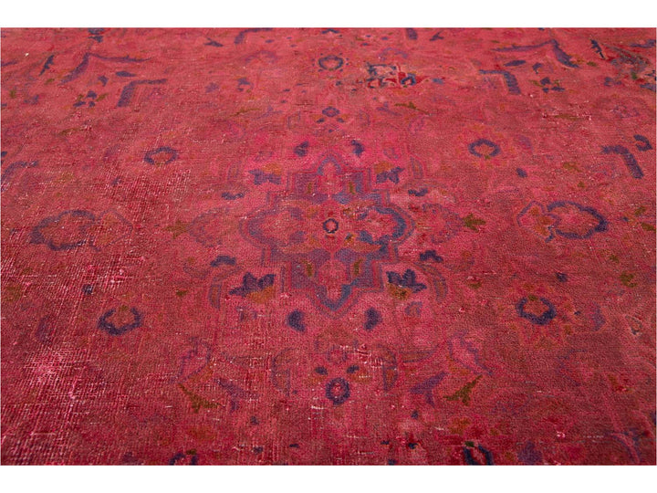 Vintage Pink Distressed Overdyed Rug 10 X 13