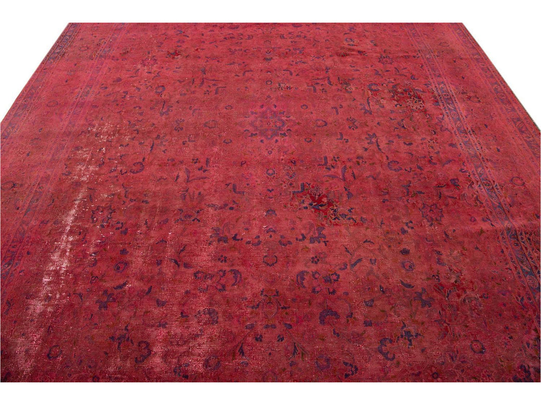 Vintage Pink Distressed Overdyed Rug 10 X 13