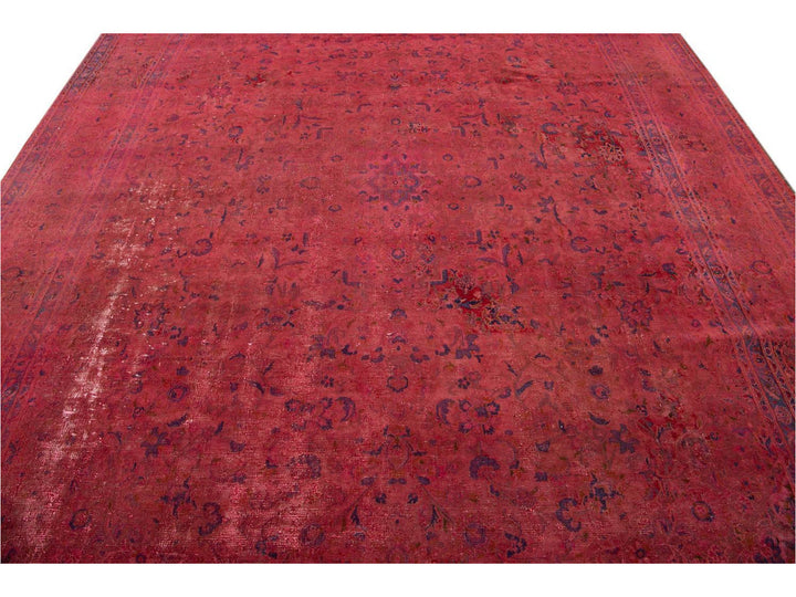 Vintage Pink Distressed Overdyed Rug 10 X 13