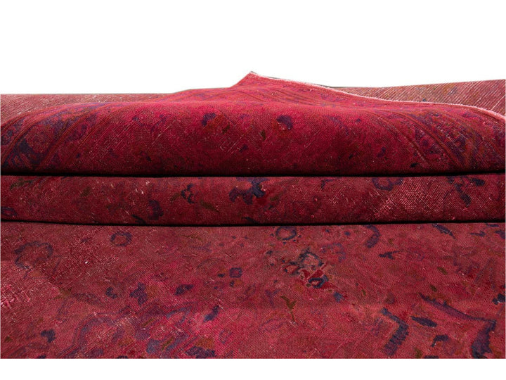 Vintage Pink Distressed Overdyed Rug 10 X 13