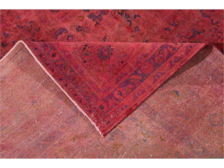 Vintage Pink Distressed Overdyed Rug 10 X 13