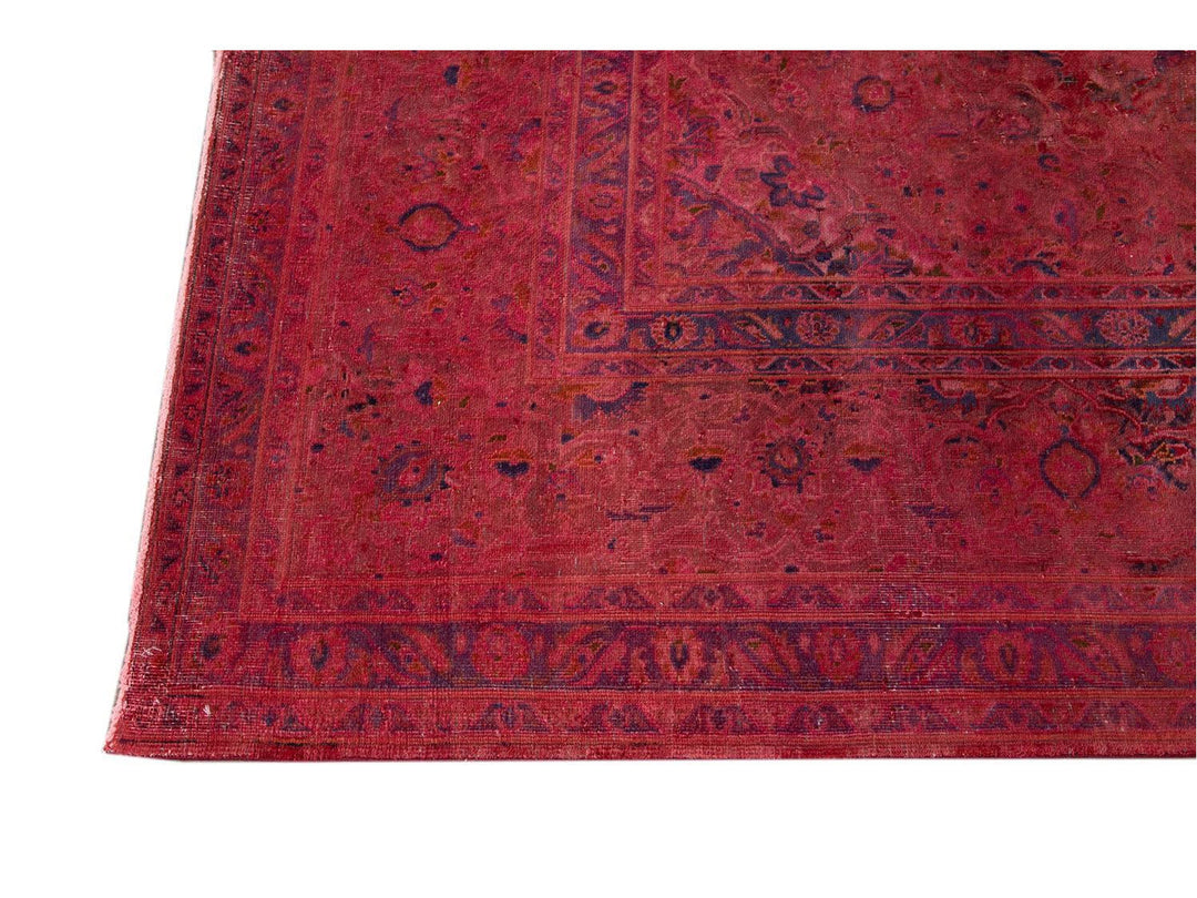 Vintage Pink Distressed Overdyed Rug 10 X 13