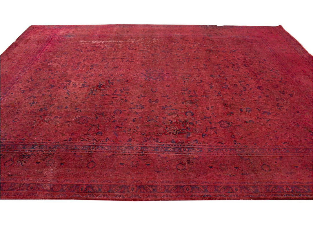 Vintage Pink Distressed Overdyed Rug 10 X 13