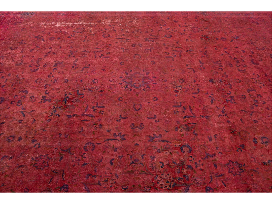 Vintage Pink Distressed Overdyed Rug 10 X 13