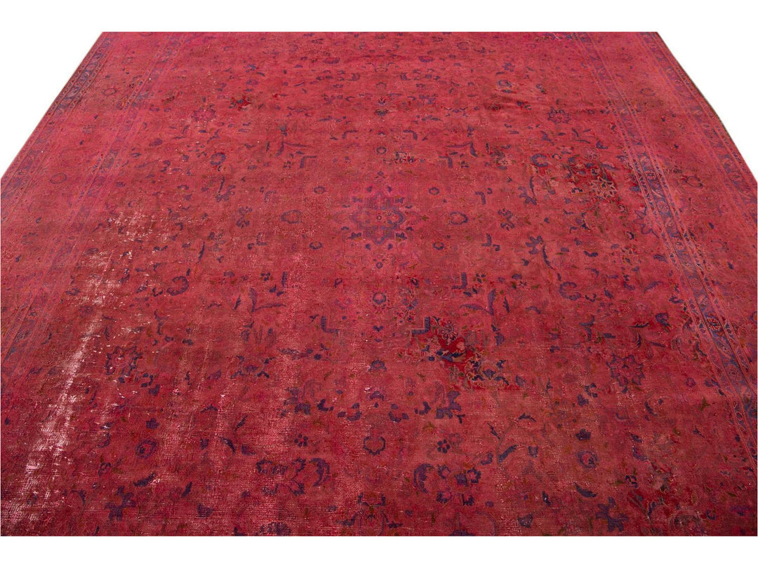 Vintage Pink Distressed Overdyed Rug 10 X 13