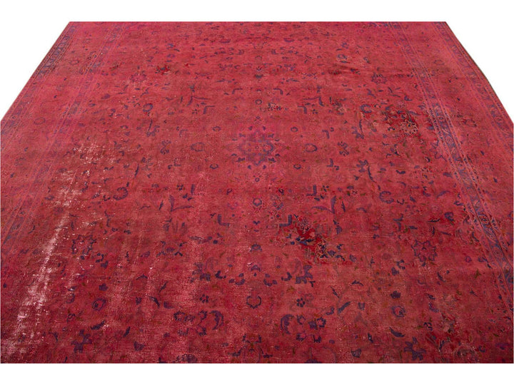 Vintage Pink Distressed Overdyed Rug 10 X 13