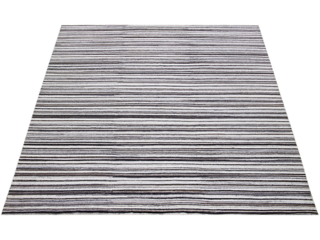 Modern Striped Wool Rug 8 X 10