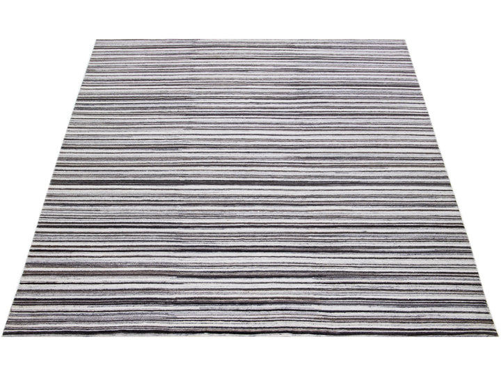 Modern Striped Wool Rug 8 X 10