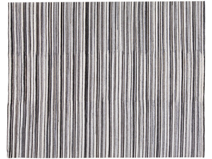 Modern Striped Wool Rug 8 X 10