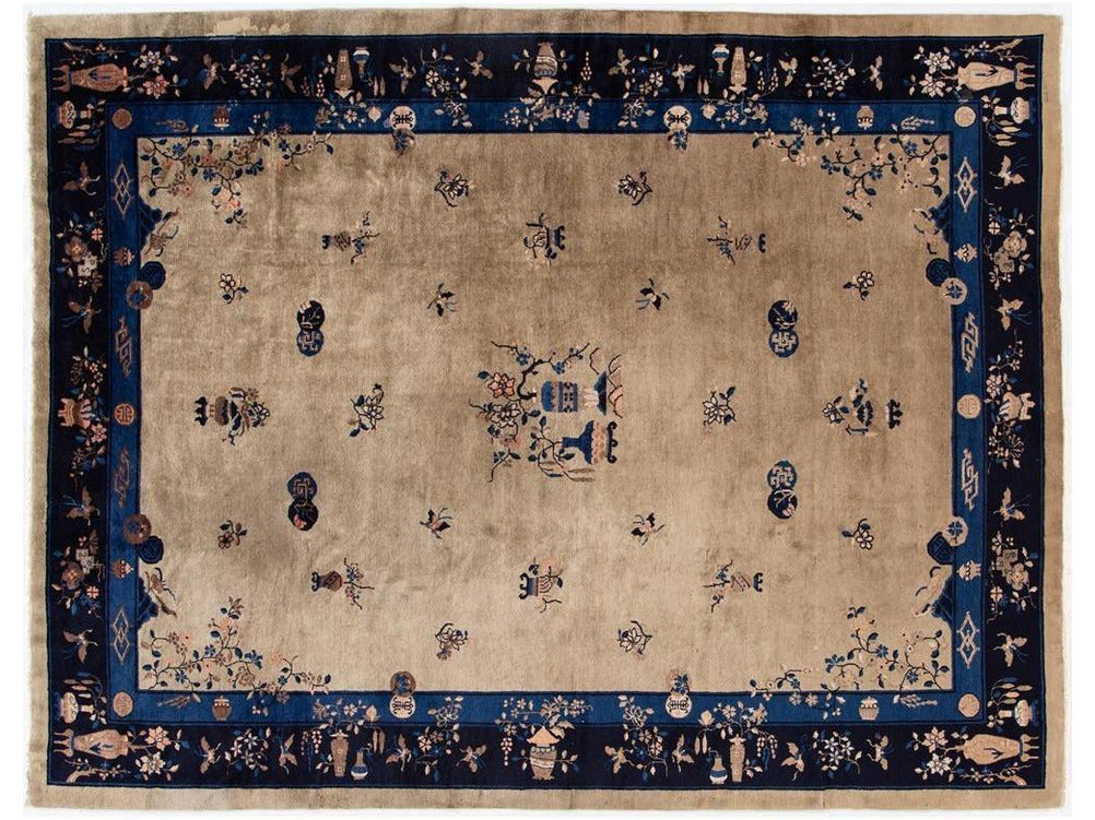 Antique Chinese Art Deco Wool Rug 10 X 14