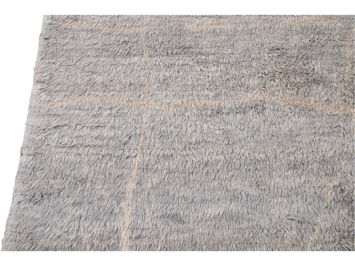Modern Gray Moroccan Wool Rug 10 X 15