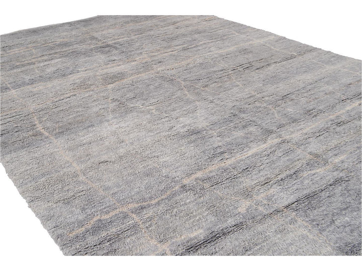 Modern Gray Moroccan Wool Rug 10 X 15