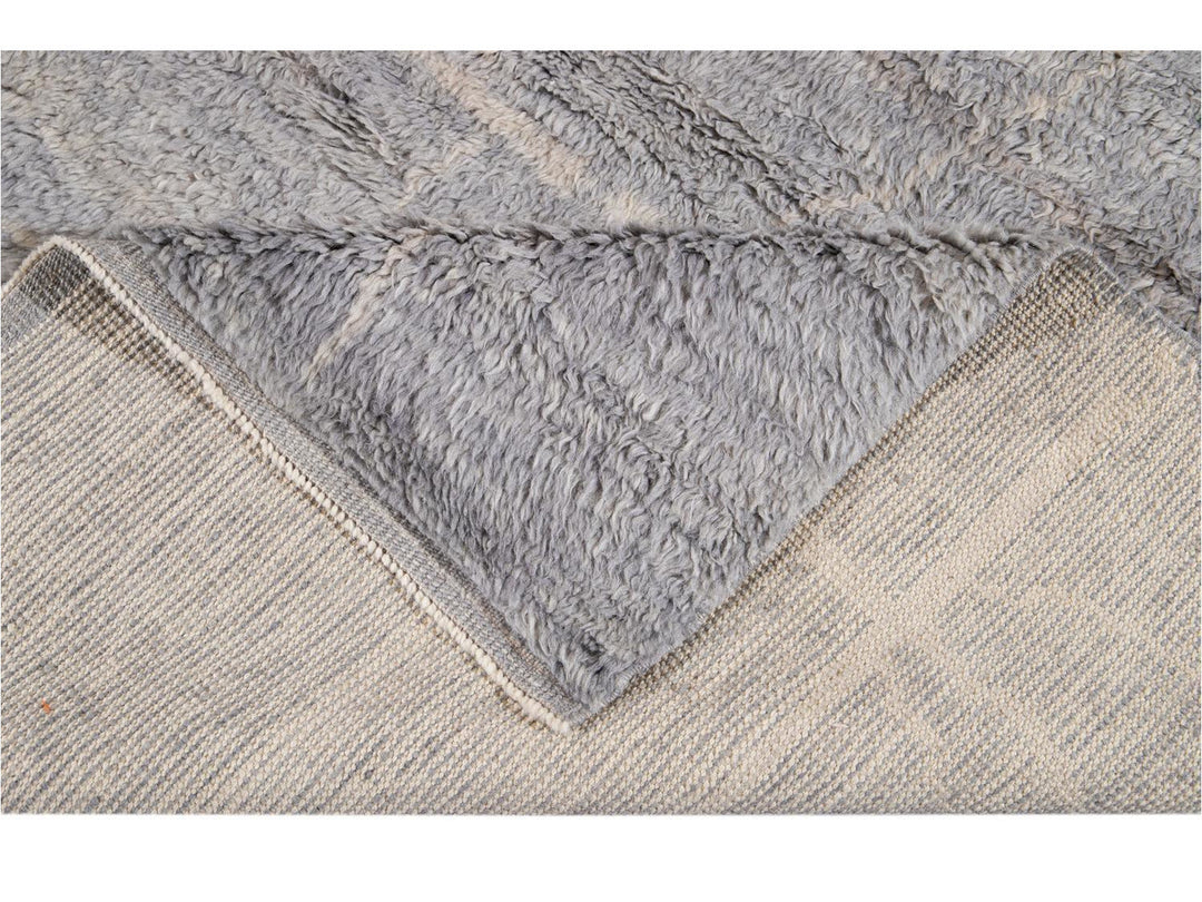 Modern Gray Moroccan Wool Rug 10 X 15